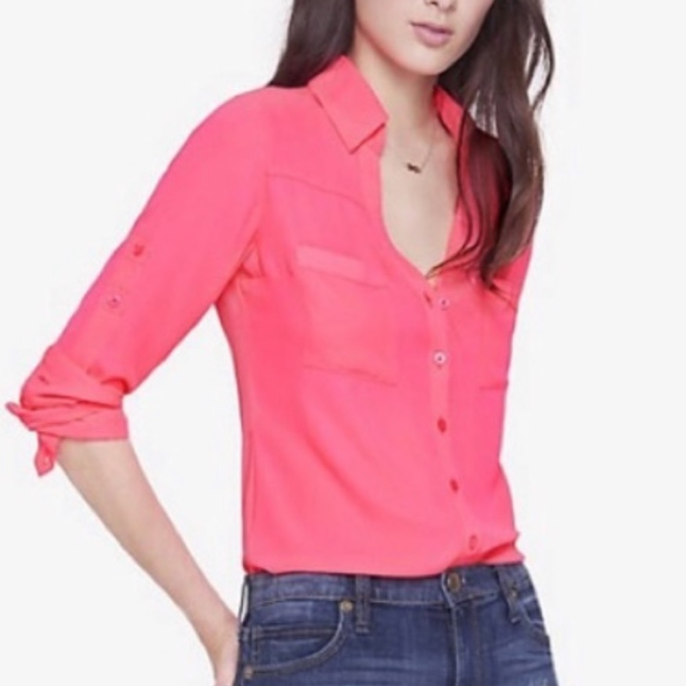 EXPRESS Neon Pink Portofino Blouse 💖⚡️ XS